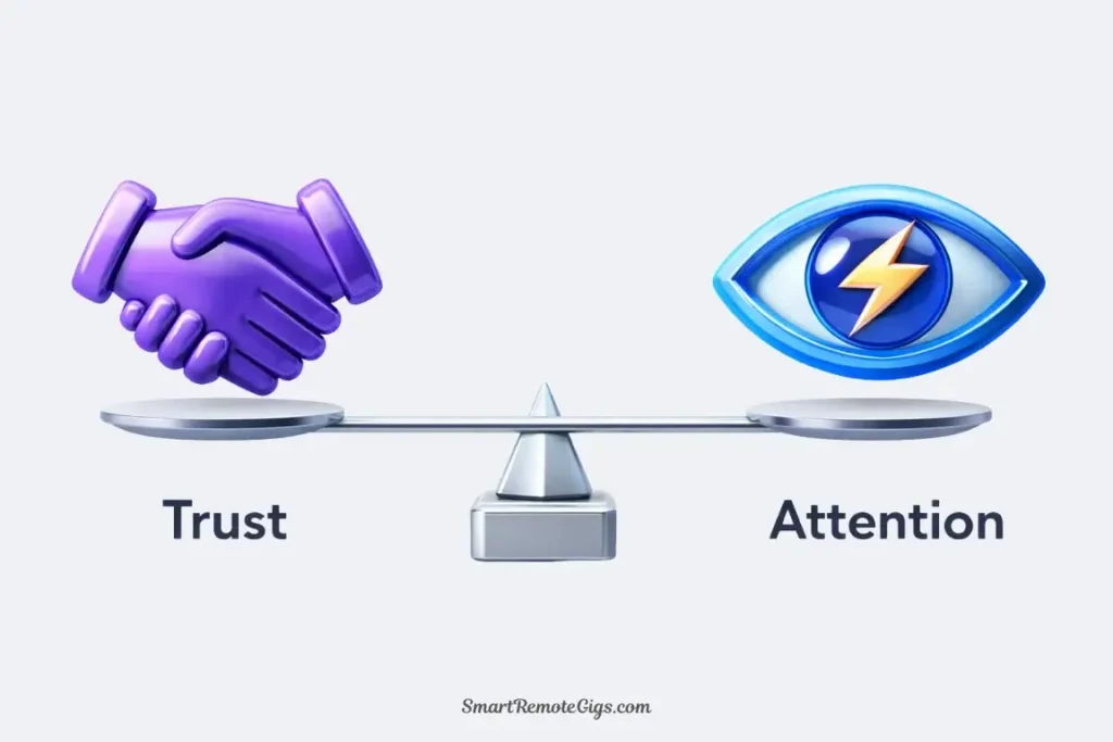 A conceptual graphic. A handshake icon represents HeyGen (Trust), and a lightning bolt inside an eye represents InVideo (Attention).