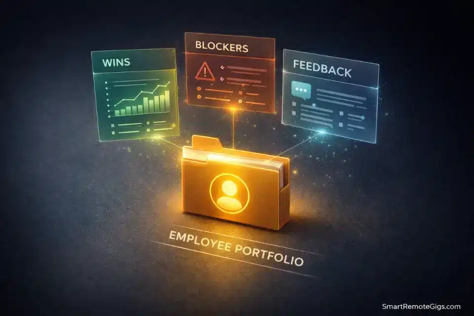 A visual representation of a structured 1-on-1 dashboard for a direct report.