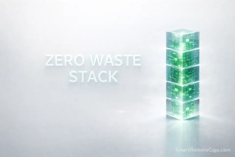 A futuristic, clean AI software stack representing a zero-waste budget strategy.