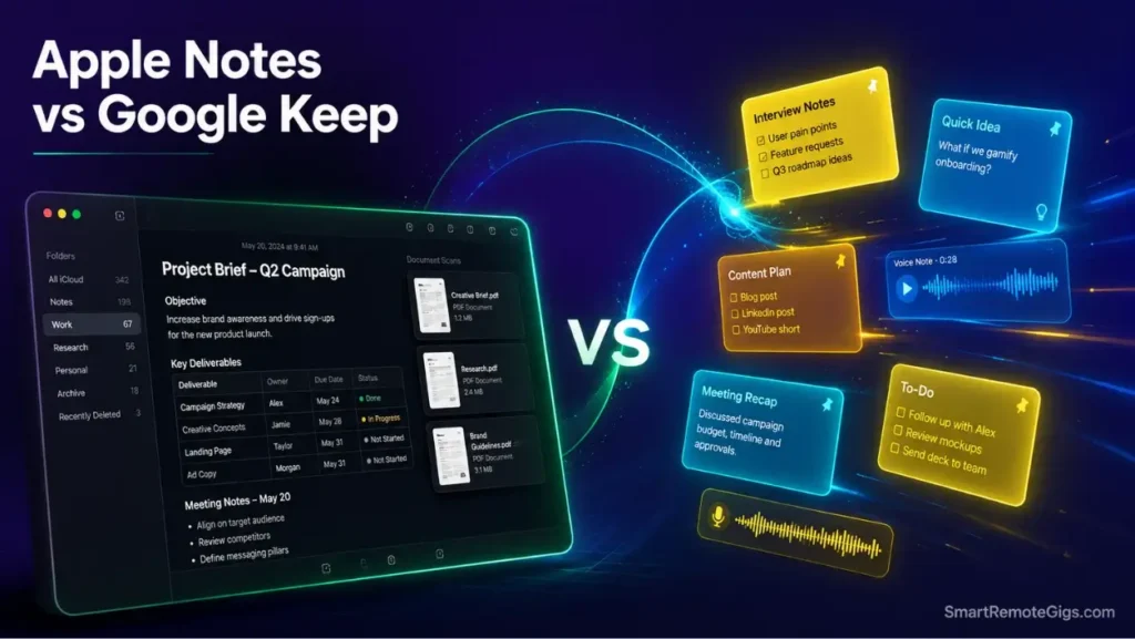 Apple Notes vs Google Keep 2026: Fast Capture [Vs]