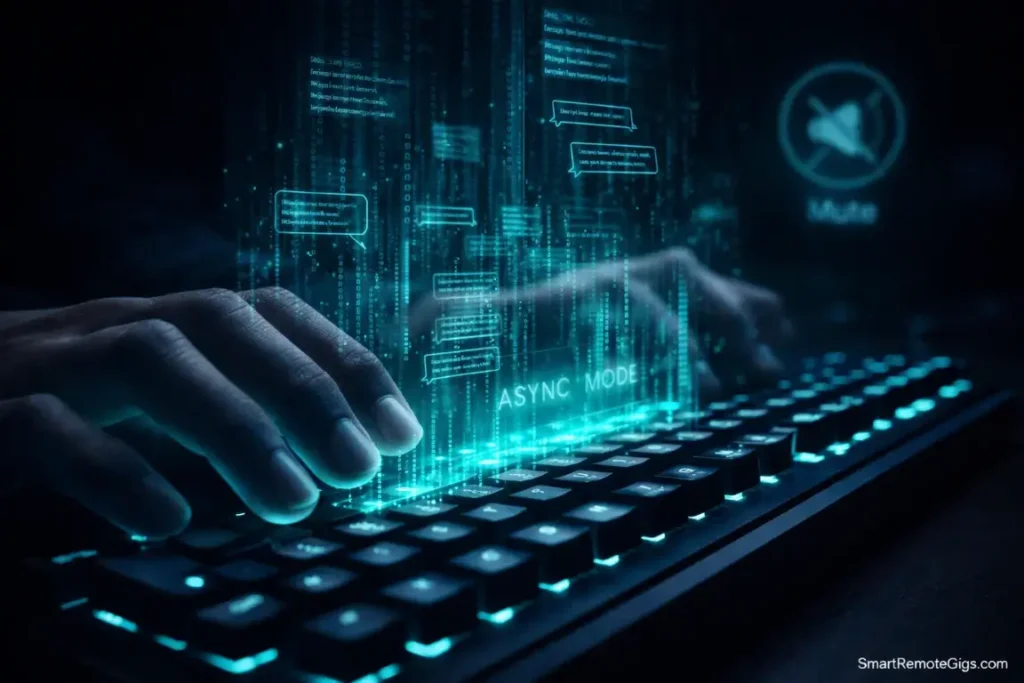 A visualization of typing creating data streams, representing asynchronous text-based communication.