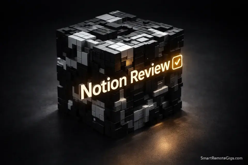 A futuristic digital monolith representing Notion's block-based operating system in 2026.