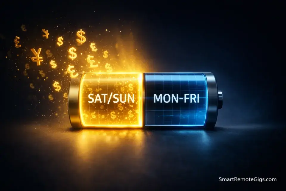 A 3D digital battery metaphor showing the higher earning potential of weekend hours.