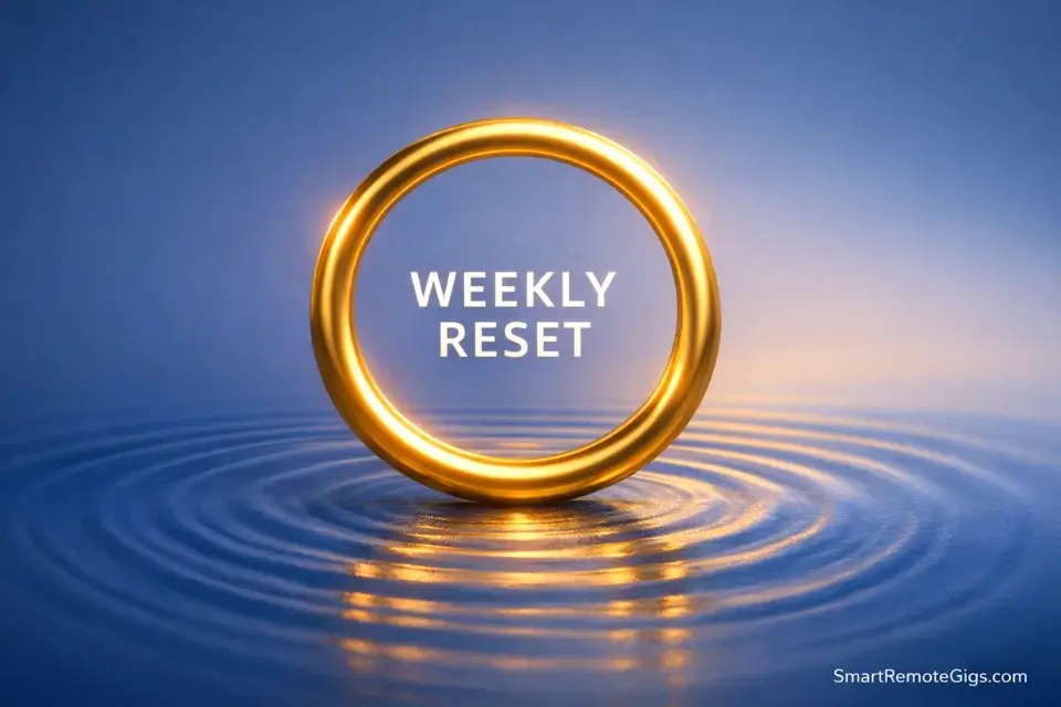 Abstract representation of a weekly review cycle as a peaceful loop.