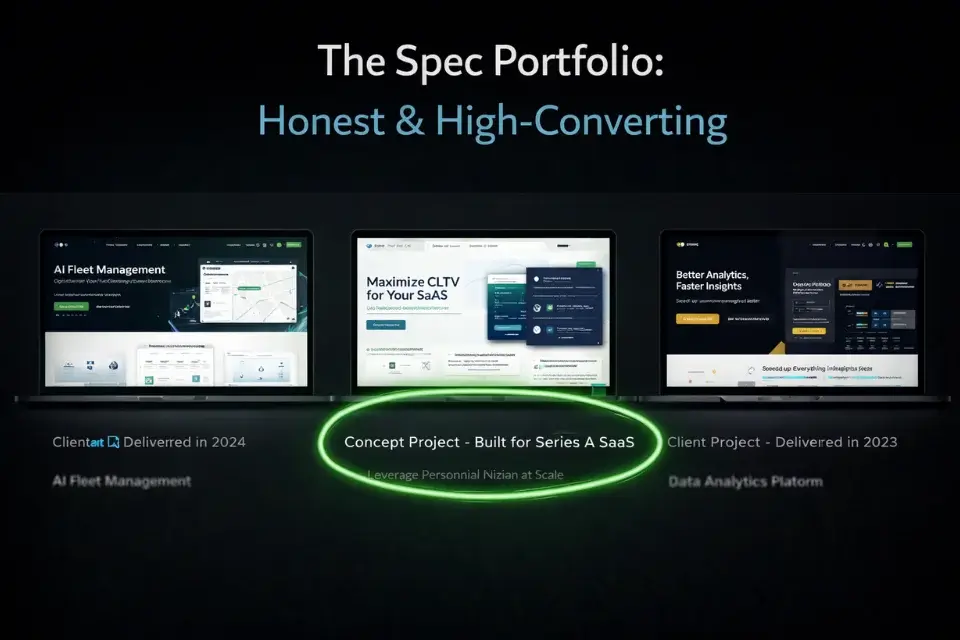 Screenshot of a freelance mockup portfolio featuring a clear "Concept Project" disclaimer.