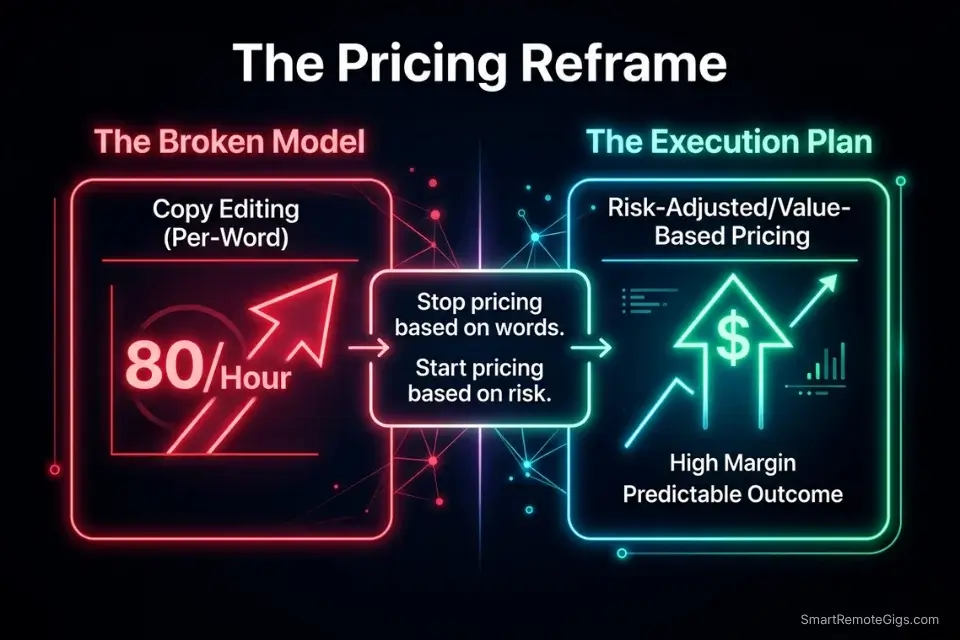 Comparing per-word copy editing rates vs hourly liability and fact-checking rates for AI content.