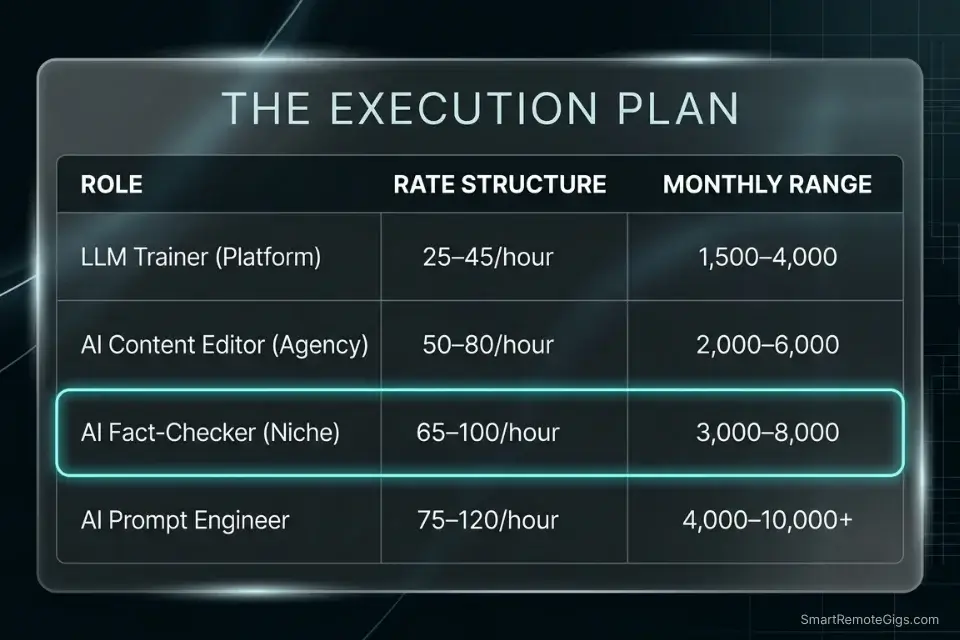 Income and freelance rate card for AI prompt engineers, LLM trainers, and AI content editors in 2026.