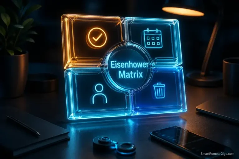 3D cinematic visualization of the Eisenhower Matrix 2026 for dominating priorities and maximizing ROI.