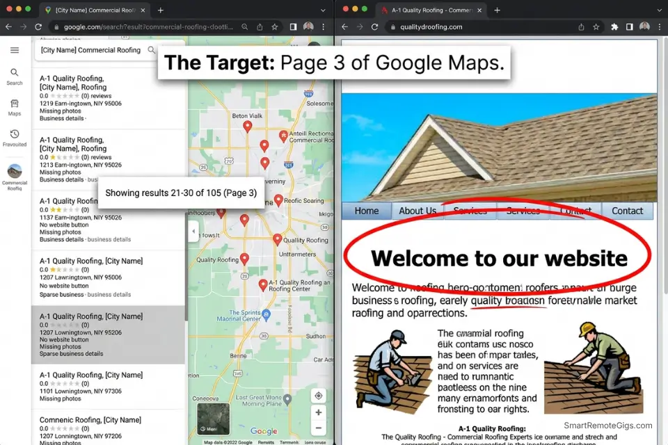 Finding local businesses on Google Maps to pitch remote copywriting audits and website rewrites.