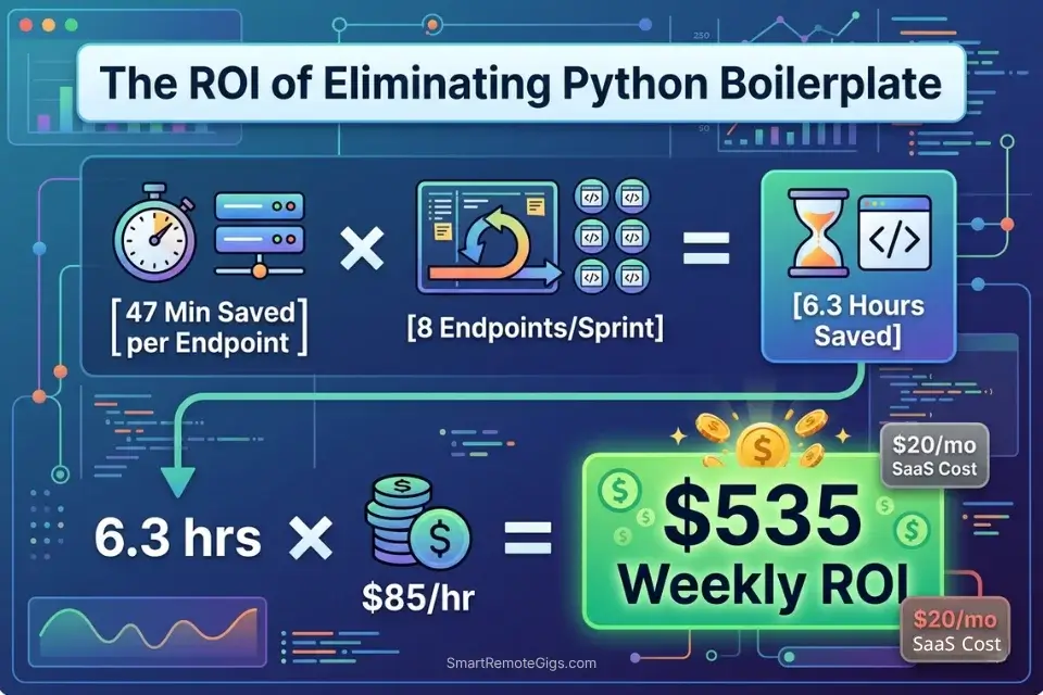 ROI calculation demonstrating the thousands of dollars saved by using an AI code assistant for Python backend development.
