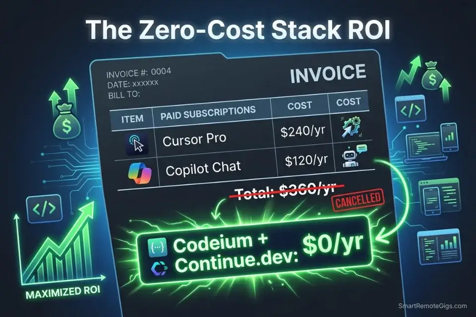 Financial breakdown showing the $360 per year saved by switching from premium AI subscriptions to a zero-cost local AI stack.