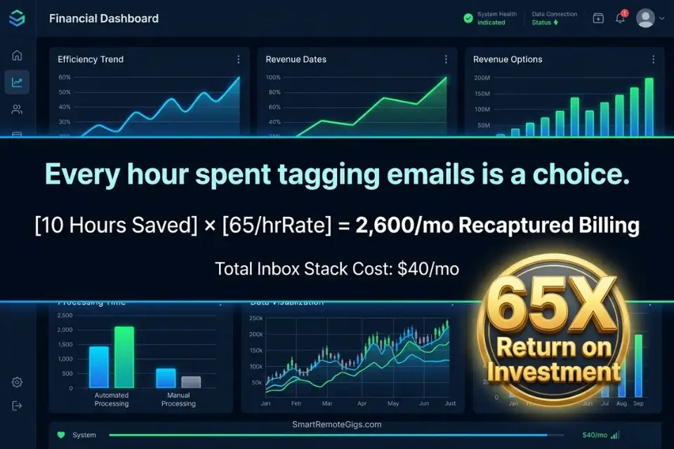 Financial calculation infographic showing how freelance customer support AI recovers $2,600 a month in billable hours.