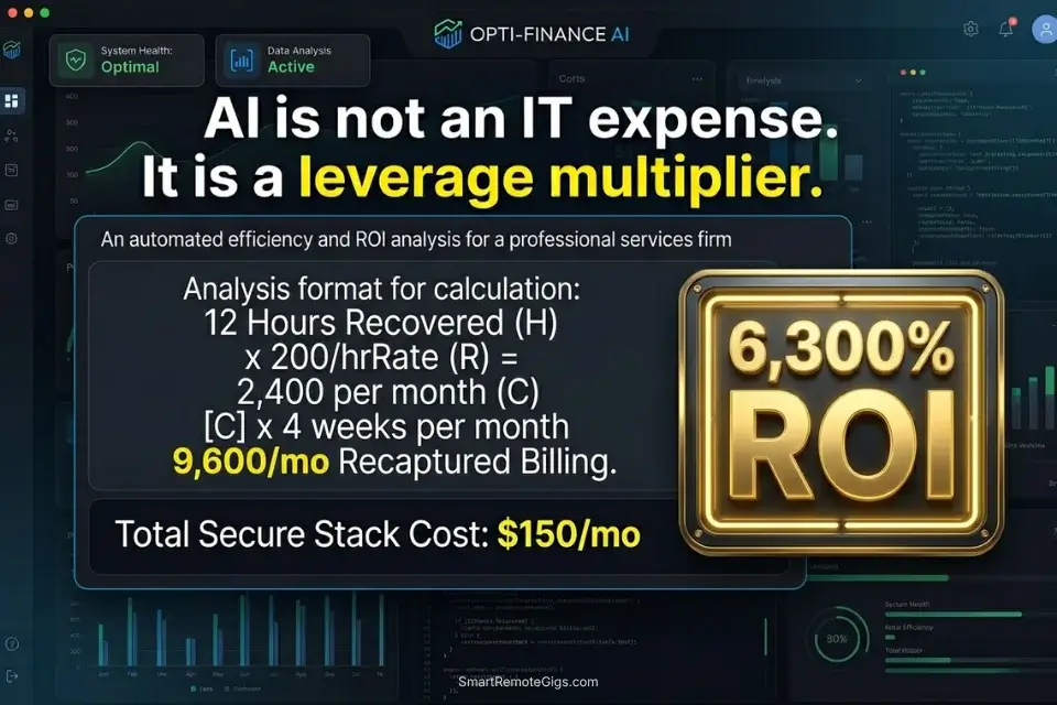 Financial infographic calculating the massive return on investment for law firms deploying secure AI workflows to recover billable hours.