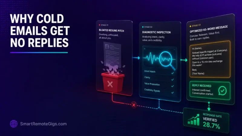 Why cold emails get no replies 2026 diagnostic guide hero visual showing outbound message fixes and response rate optimization.